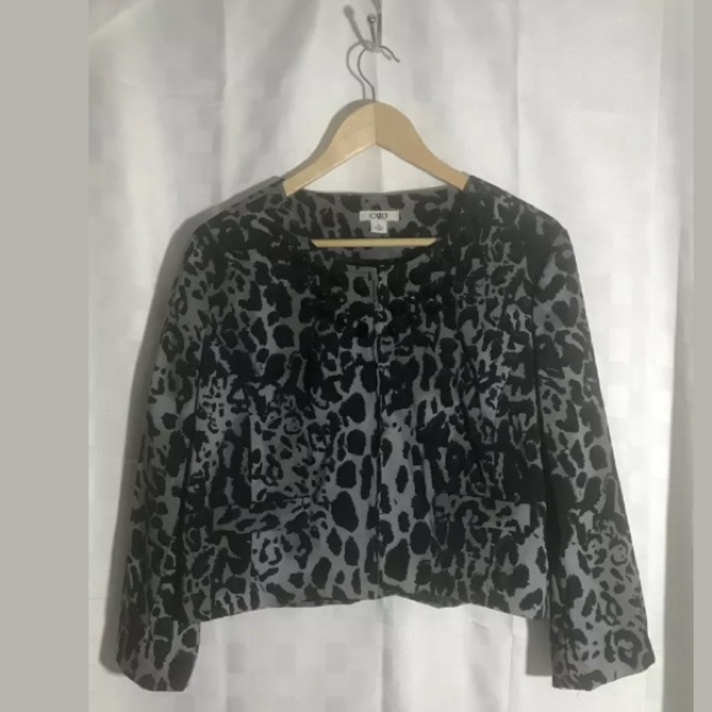 Cato Women’s Leopard Blazer W. Gem Beads Size XL